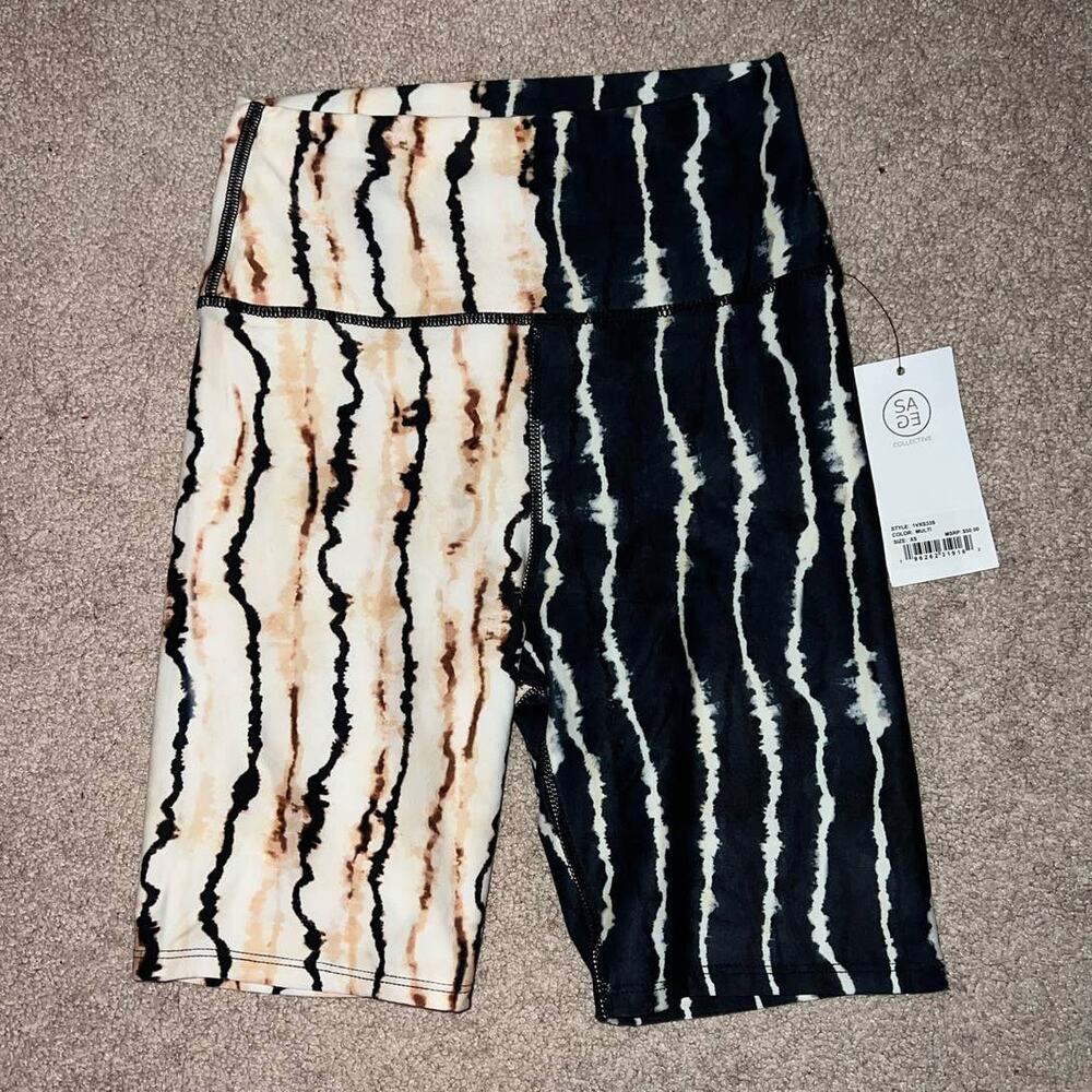 New SAGE Collective Duality Tie Dye Athletic Bike Shorts size XS